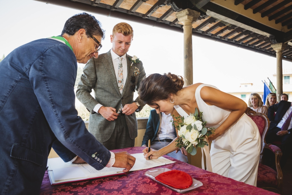 Civil marriage in a Tuscan historical town hall