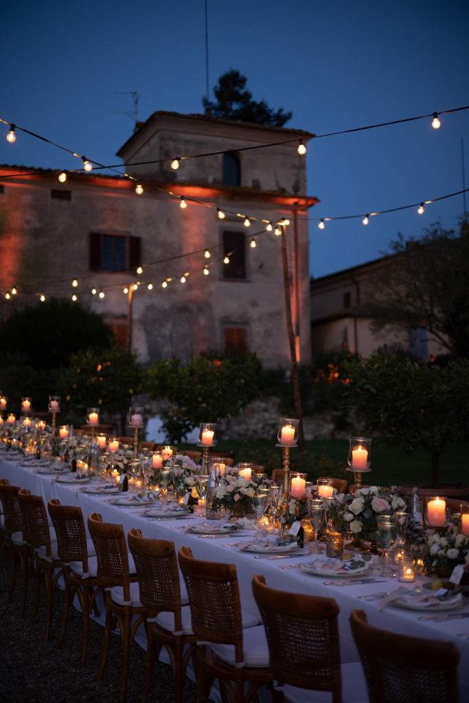 wedding dinner set up tuscany